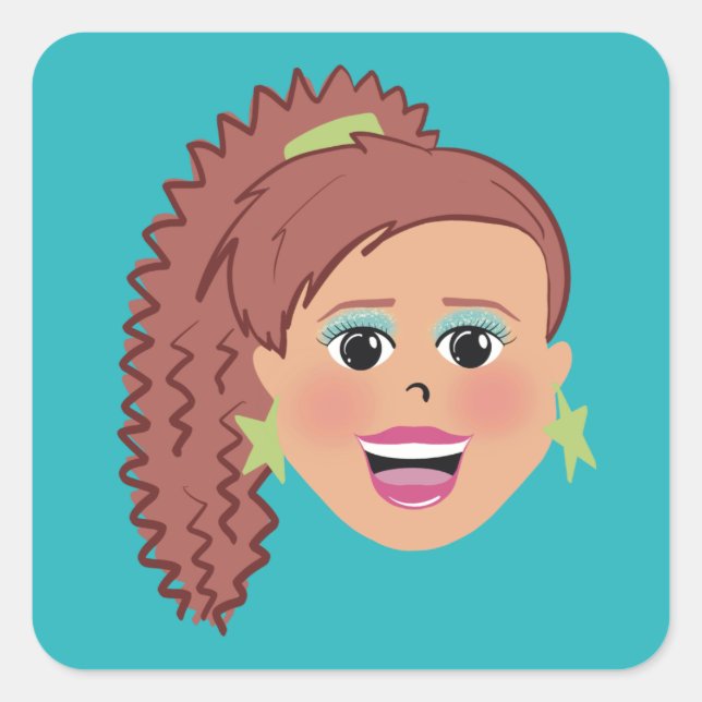 Retro-Stil Quadratischer Aufkleber (Vorderseite)