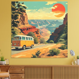 Retro-Stil Reisen ummantelt Canvas Nationalpark Leinwanddruck