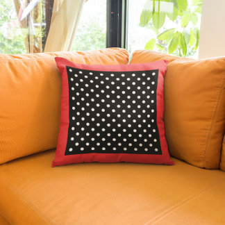 Retro-Stil roter Rand Schwarz-Weiß-Polka-Punkte Kissen