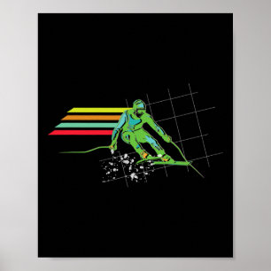 Retro Stil Skioberhemd Schnee Skioberhemd Abfahrt Poster