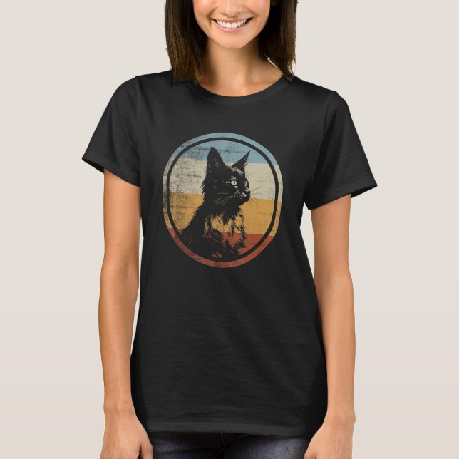 Retro-Stil Somali-Katze T-Shirt (Vorderseite)