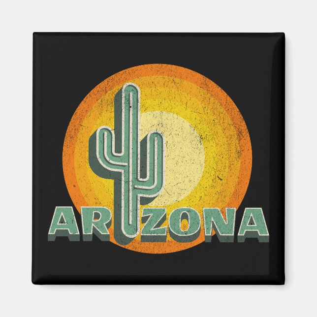 Retro-Stil Sonnenuntergang mit Arizona Textdesign Magnet (Vorne)