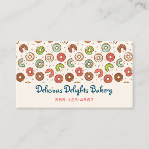 Retro-Stil Süßes Farbige Donut-Muster Bäckerei Visitenkarte