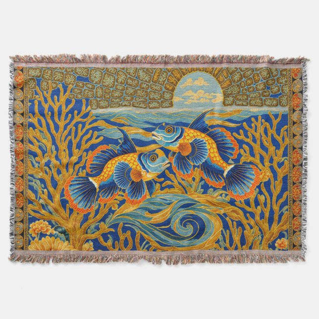 Retro-Stil-Tapete Orange Mandarin-Fisch Decke (Vorderseite)