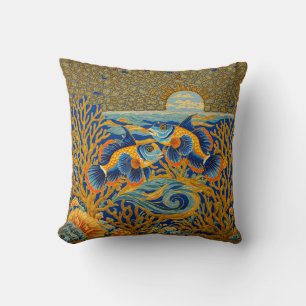 Retro-Stil-Tapete Orange Mandarin-Fisch Kissen