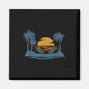 Retro-Stil tropischer Vintage-Sonnenuntergang Stra Magnet