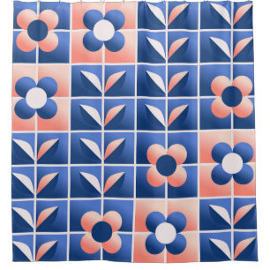 Retro stilisierte Blume: Mosaikmuster. Duschvorhang