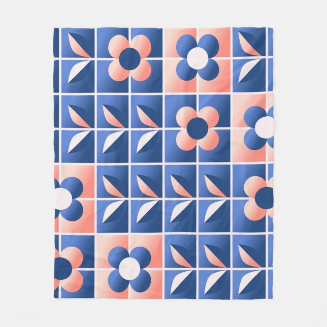 Retro stilisierte Blume: Mosaikmuster. Fleecedecke (Vorderseite)