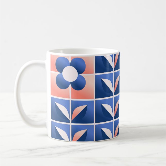 Retro stilisierte Blume: Mosaikmuster. Kaffeetasse (Links)
