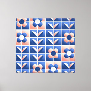 Retro stilisierte Blume: Mosaikmuster. Leinwanddruck