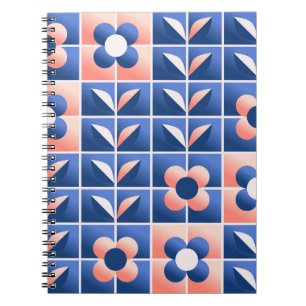 Retro stilisierte Blume: Mosaikmuster. Notizblock