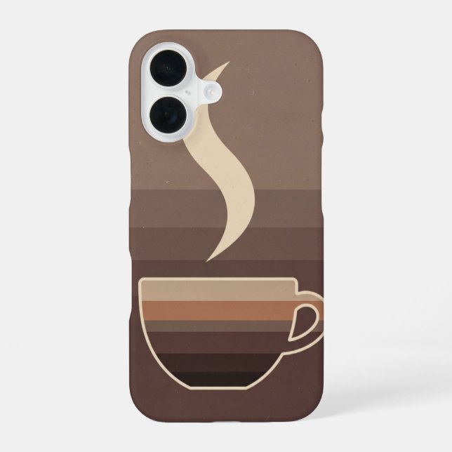 Retro stilisierte Kaffee-Tassen-Kunst iPhone 16 Hülle (Rückseite)