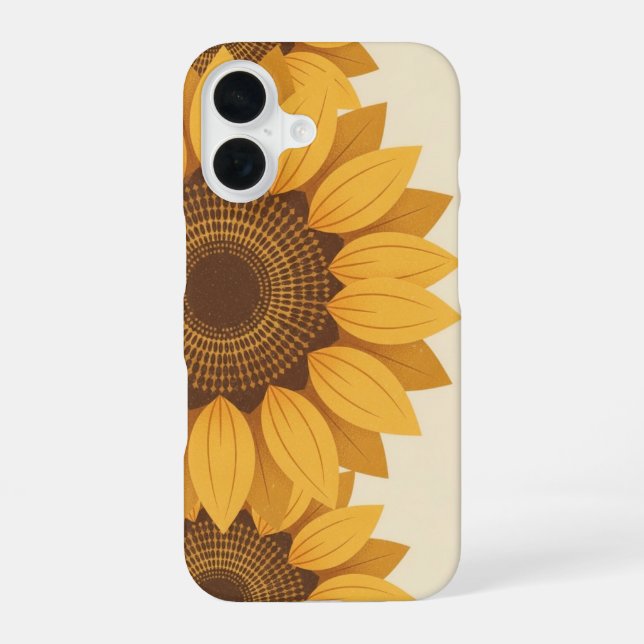 Retro stilisierte Sonnenblumen-Geometrie iPhone 16 Hülle (Rückseite)