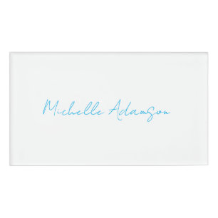 Retro Stilvoll Elegant Schlicht Sky Blue White Namenschild