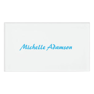 Retro Stilvoll Elegant Schlicht Sky Blue White Namenschild