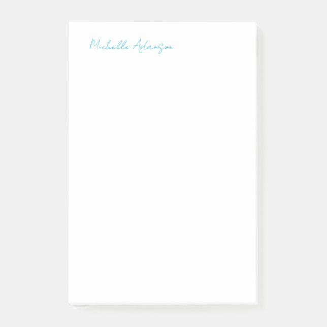 Retro Stilvoll Elegant Schlicht Sky Blue White Post-it Klebezettel (Vorderseite)