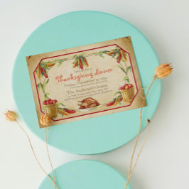 Retro Stilvolle Äpfel Pumpkins Erntedank Einladung