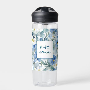 Retro Stilvolle Elegante Schlicht Blue White Blume Trinkflasche