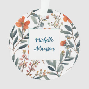 Retro Stilvolle Elegante Schlichte Blume Ihr Name Ornament