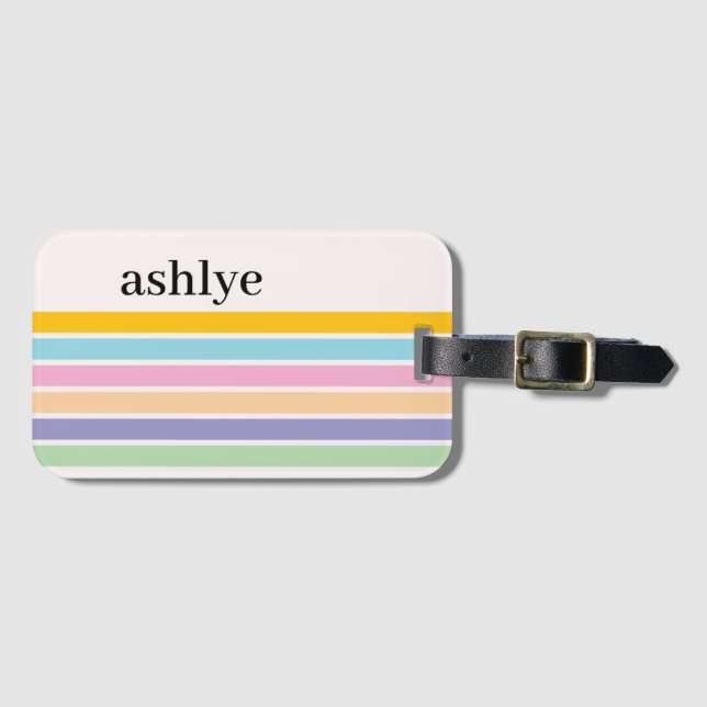 RETRO STILVOLLE MODERNE PERSONALISIERTE NAME  GEPÄCKANHÄNGER (Vorderseite (Horizontal))