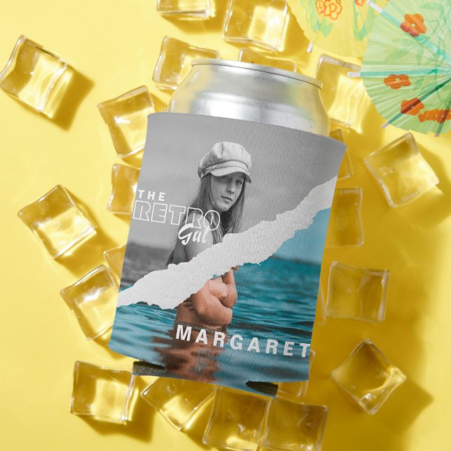 Retro Stilvolle Schwarz/Weiß Portrait Foto Display Dosenkühler (In Situ Sommer)