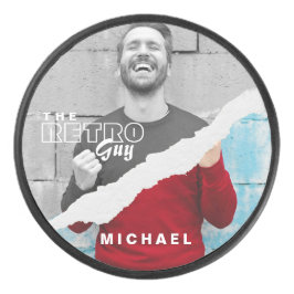 Retro Stilvolle Schwarz/Weiß Portrait Foto Display Eishockey Puck