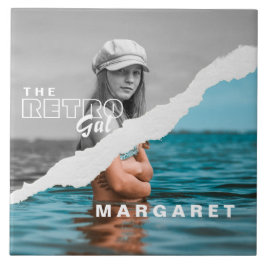 Retro Stilvolle Schwarz/Weiß Portrait Foto Display Fliese