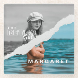 Retro Stilvolle Schwarz/Weiß Portrait Foto Display Glasuntersetzer