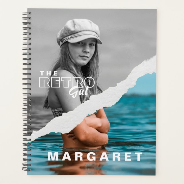 Retro Stilvolle Schwarz/Weiß Portrait Foto Display Planer (Vorderseite)