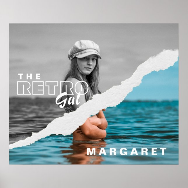 Retro Stilvolle Schwarz/Weiß Portrait Foto Display Poster (Vorne)