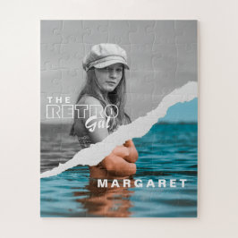 Retro Stilvolle Schwarz/Weiß Portrait Foto Display Puzzle