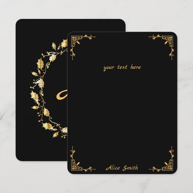 Retro Stilvolle schwarze Flachnotizkarte Mitteilungskarte (Vorne/Hinten)