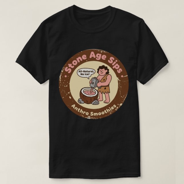 Retro Stone Age Gesunde Sips T-Shirt (Design vorne)