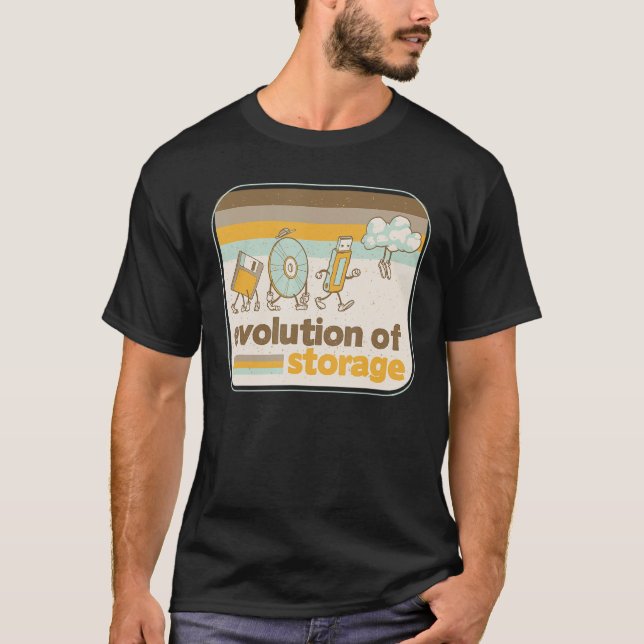 Retro Storage Evolution Disk USB Stick Cloud Geeky T-Shirt (Vorderseite)
