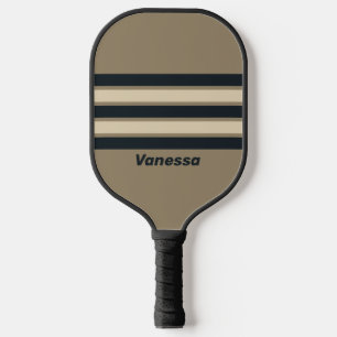 Retro Stormy Desert Drei quer gestreift mit Name Pickleball Schläger