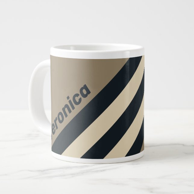 Retro Stormy Desert Three Stripes with Name Jumbo-Tasse (Vorderseite Links)