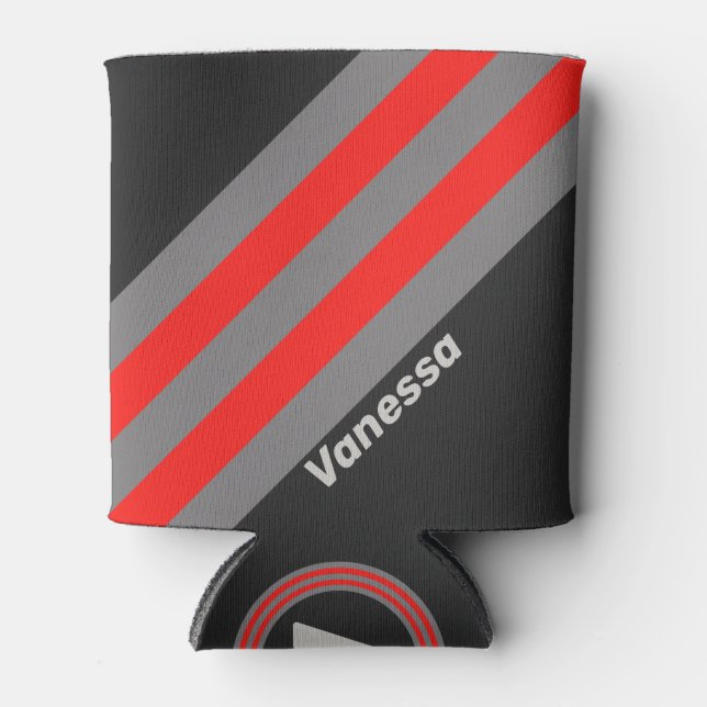 Retro Stormy Sky Stripes with Name Dosenkühler (Vorderseite)