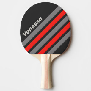 Retro Stormy Sky Winklige Streifen mit Namen Tischtennis Schläger
