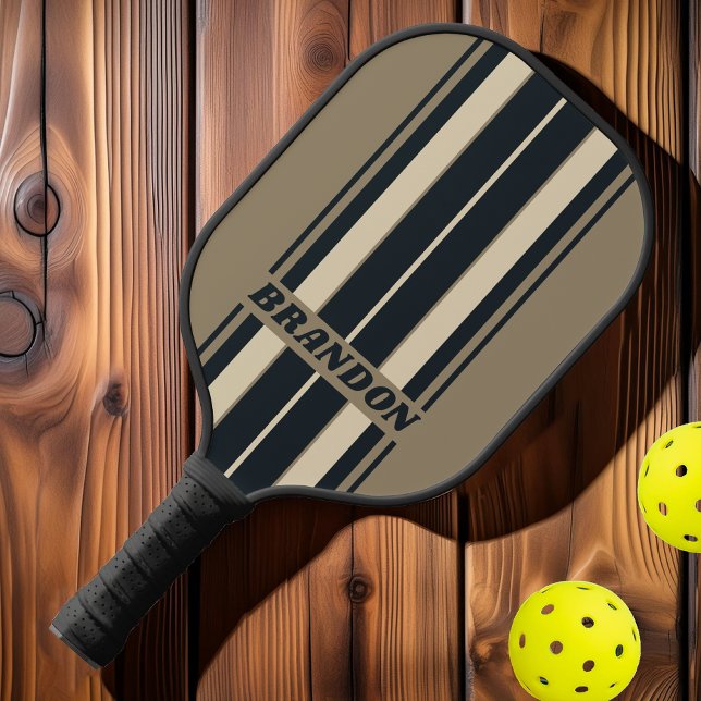 Retro Stormy Wüstenbrett Streifen mit Namen Pickleball Schläger (Von Creator hochgeladen)