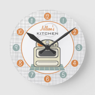 Retro Stove Personalized Kitchen Clock Runde Wanduhr