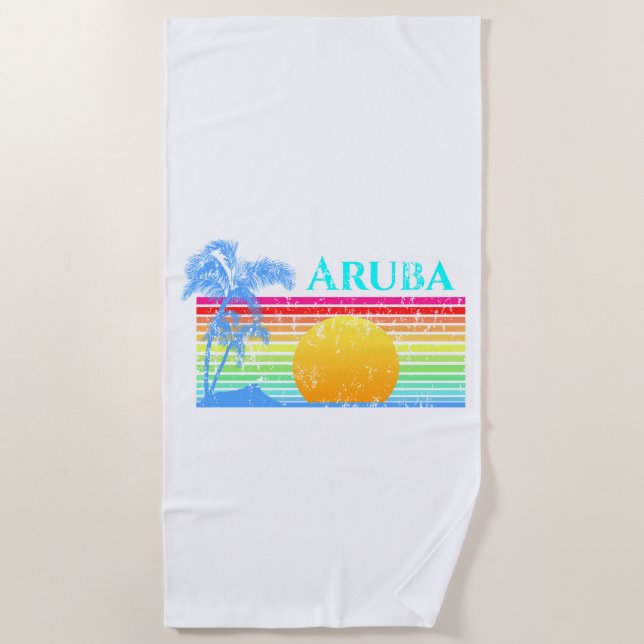 Retro Strand-Aruba-Sonnenuntergang Strandtuch (Vorderseite)