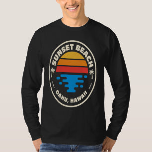 Retro-Strand-Emblem Sunset Beach Oahu Hawaii Surfe T-Shirt