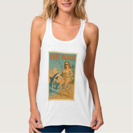 Retro-Strand-Hai-Fischerei-Pin-Up-Küstenleben Tank Top