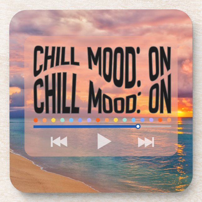Retro-Strand-Kunst im Chill-Mood Getränkeuntersetzer (Vorderseite)