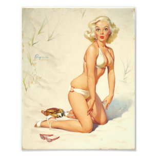 Retro-Strand-Pin-up-Girl Fotodruck