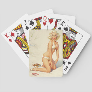Retro-Strand-Pin-up-Girl Spielkarten