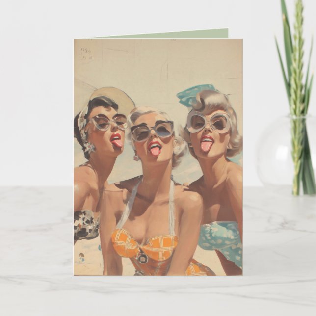 Retro-Strand-Pin-Up-Stimmung Karte (Vorderseite)