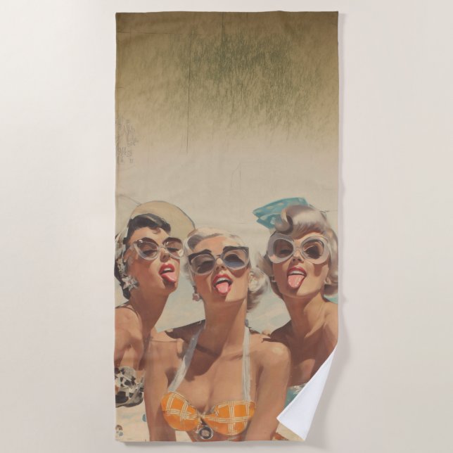 Retro-Strand-Pin-Up-Vibes Strandtuch (Vorderseite)