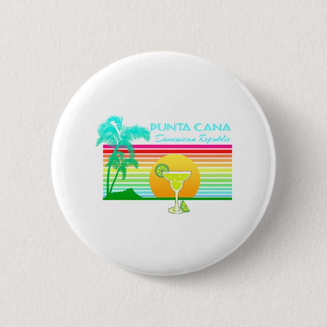 Retro Strand Punta Cana Margarita Button (Vorderseite)