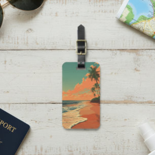 Retro-Strand-Reise-Seelandschaft im Freien  Gepäckanhänger